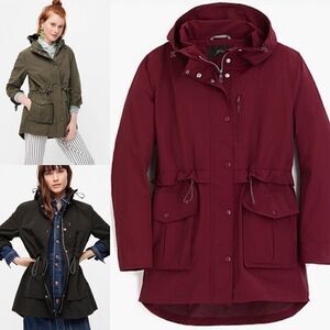 𝅺J.CREW Perfect Rain Coat, size XS, Vintage Burgundy